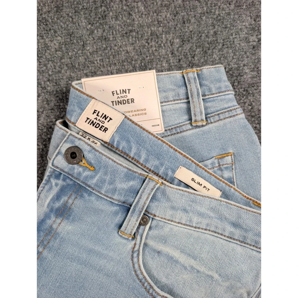 Flint and Tinder Slim Fit Jeans Mens‎ 32/32 Light Wash Stretch Denim NWT